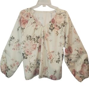 Shein curve lg long sleeve floral fashion  polyester pullover blouse. 7016